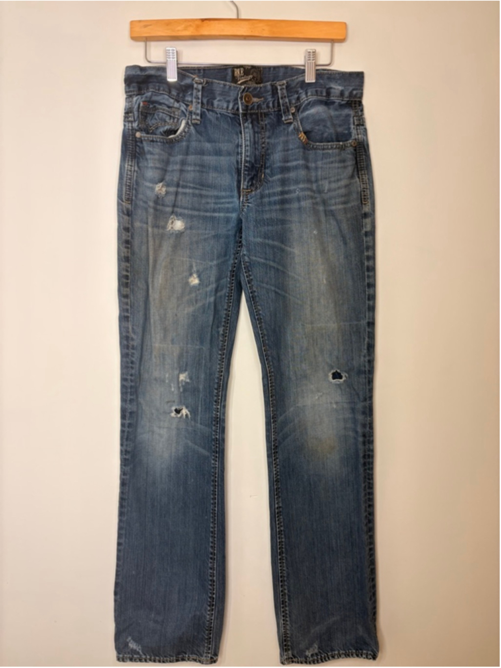 BKE Vintage Mechanic Jeans Men 31x32 Distressed Straight 100% Cotton Grunge Y2K